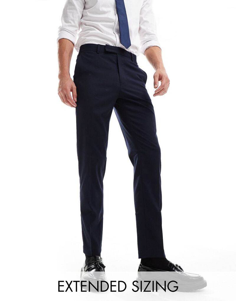 

Темно-синие узкие нарядные брюки ASOS DESIGN