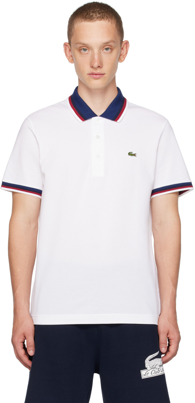 

Белая футболка-поло с нашивками Lacoste, Белый
