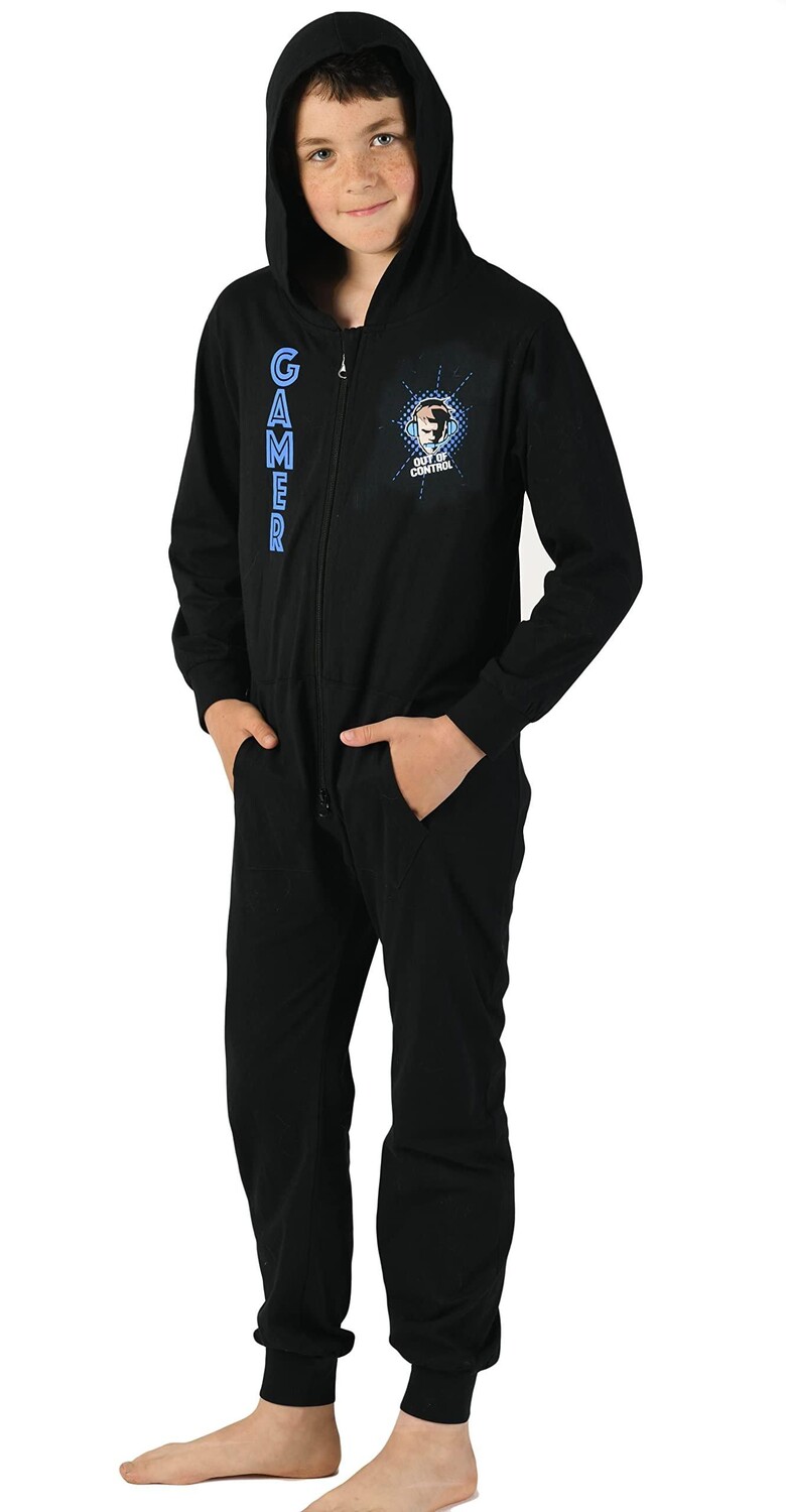 

Супермягкая игровая универсальная домашняя пижама Onesie с капюшоном Wunsy, черный