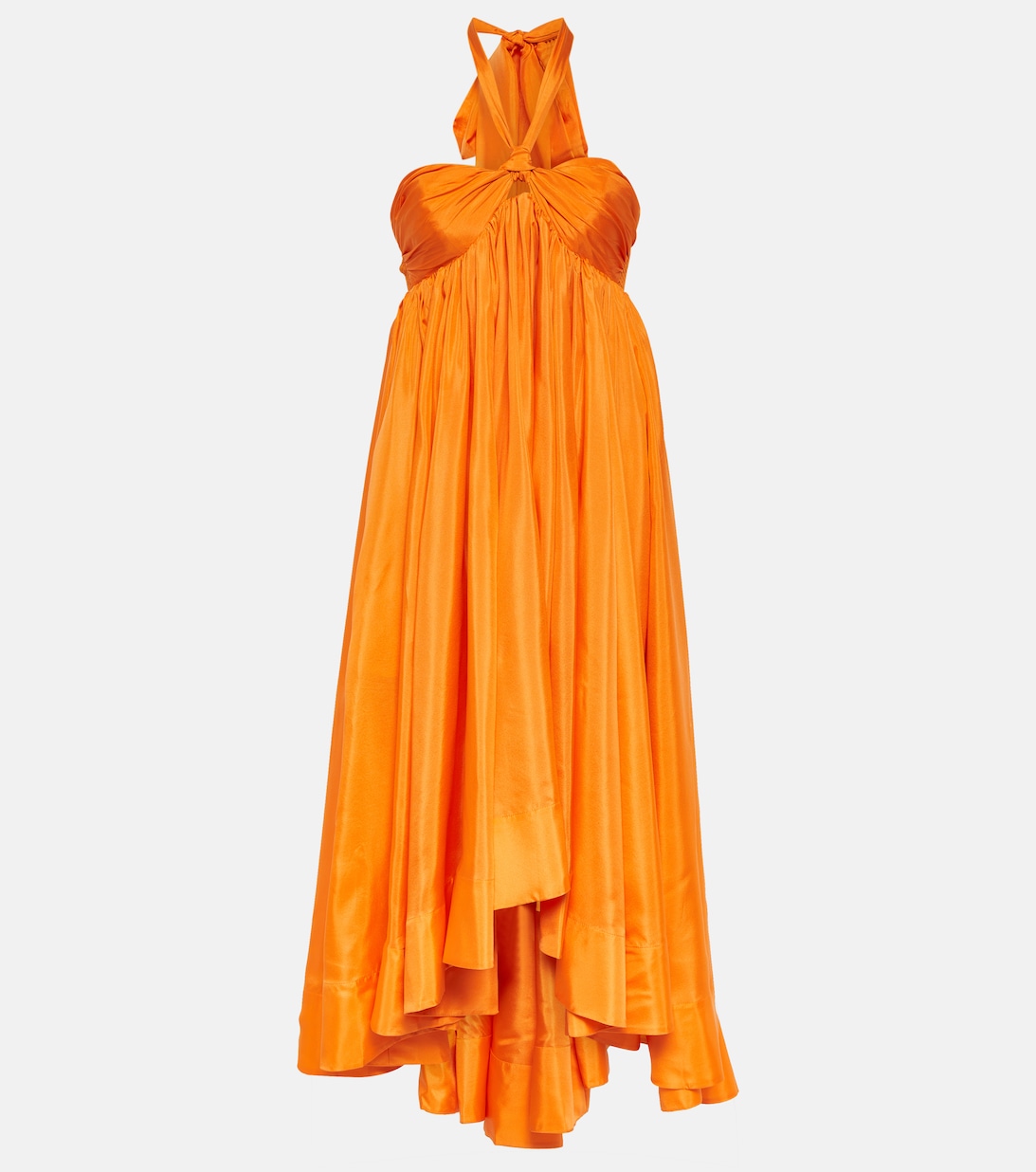 цена Шелковое платье миди Halcyon с вырезом халтер ZIMMERMANN, оранжевый