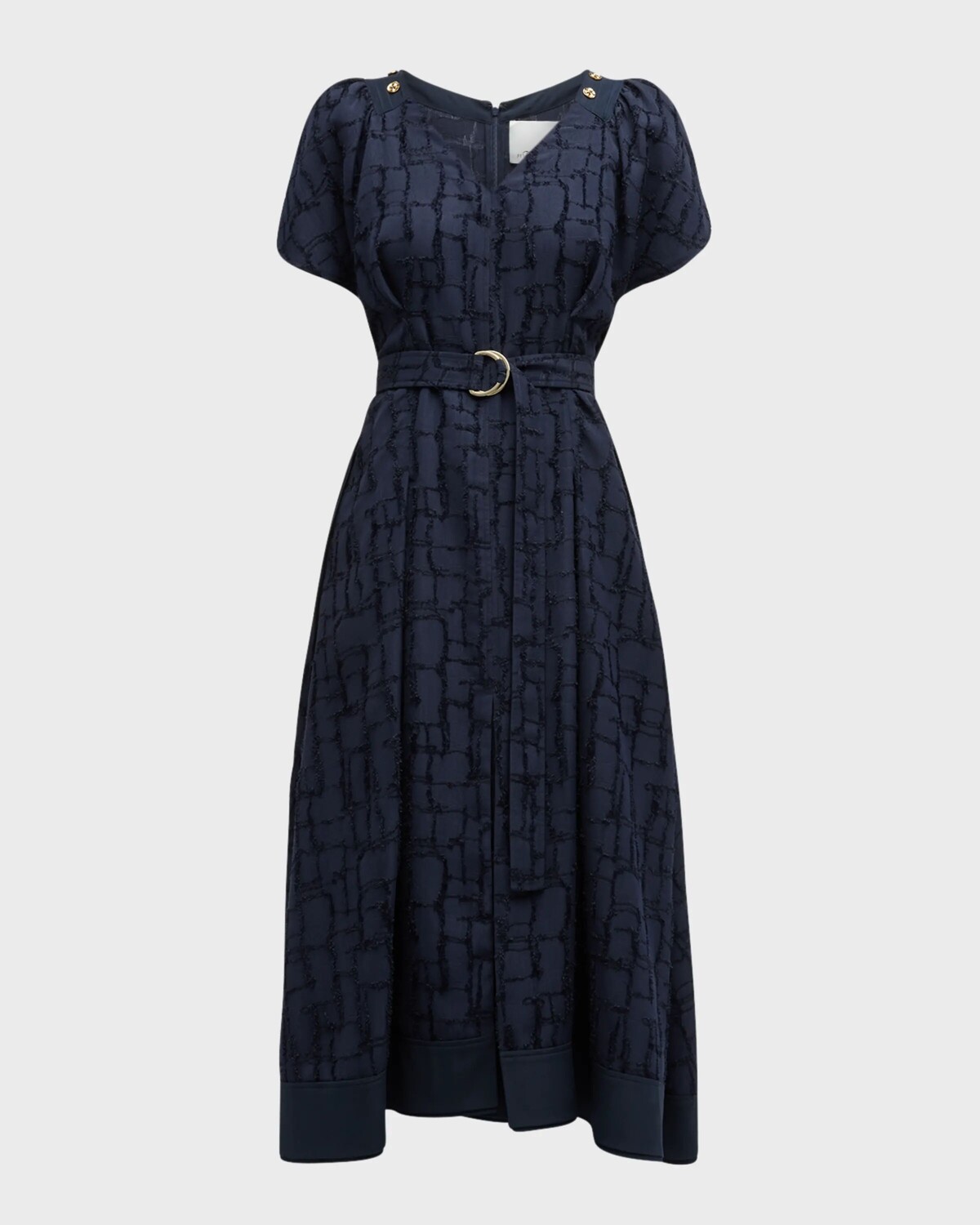 

Жаккардовое платье-тюльпан в клетку с V-образным вырезом 3.1 Phillip Lim, цвет Midnight