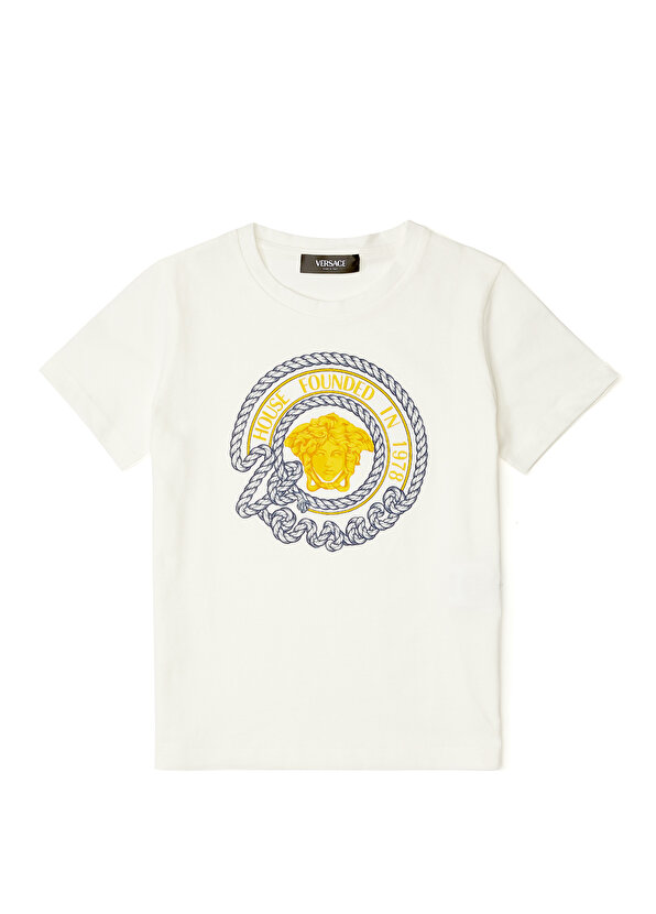 цена Белая футболка с логотипом для мальчика Versace