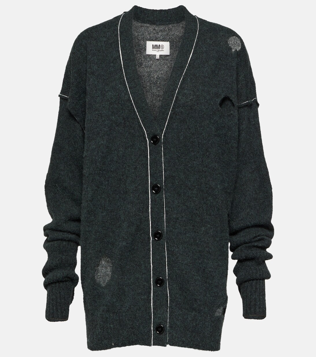 

Кардиган оверсайз из смесовой альпаки MM6 MAISON MARGIELA, зеленый