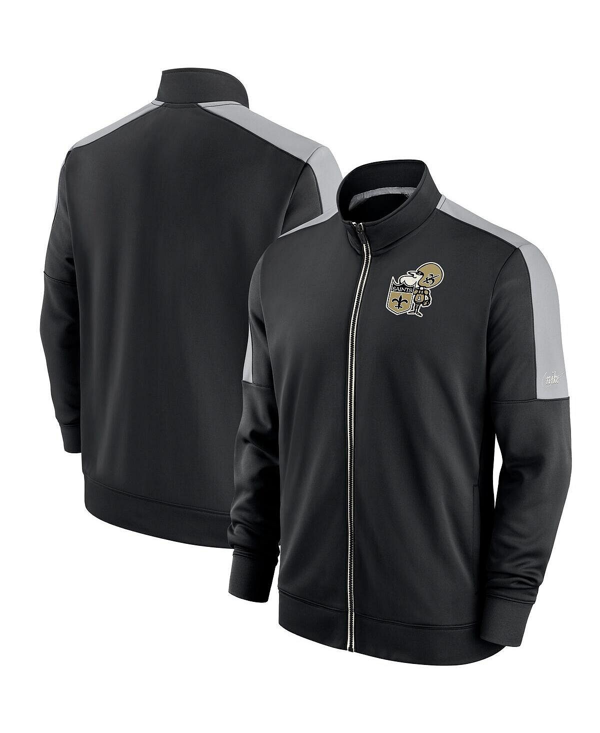 

Мужская черная историческая спортивная куртка с молнией во всю длину New Orleans Saints Nike