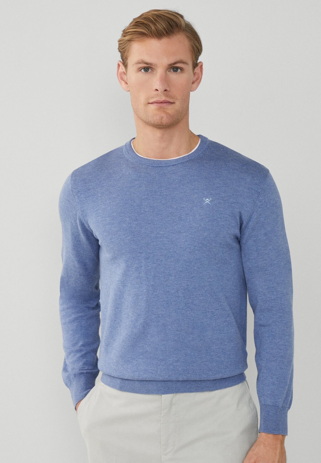 

Вязаный свитер CREW Hackett London, цвет chambray blue