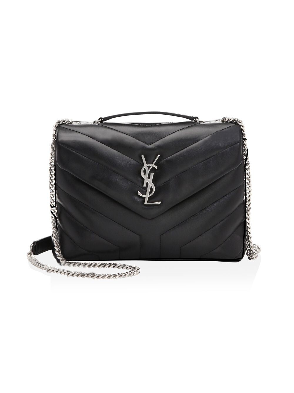 

Маленькая кожаная сумка через плечо Loulou Matelass Saint Laurent, черный