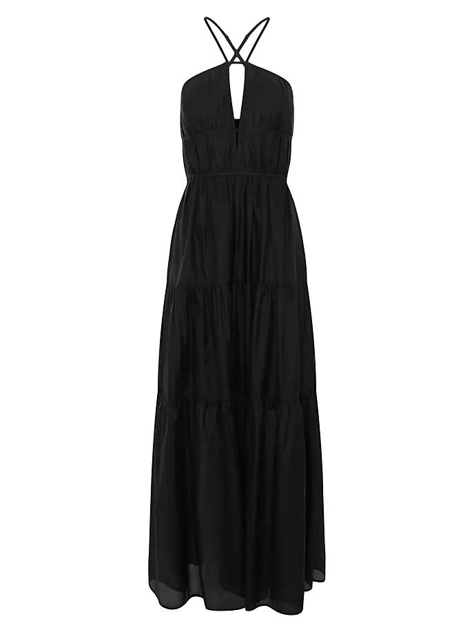 Многоярусное платье макси Seraphina из смесового шелка Bird & Knoll, черный