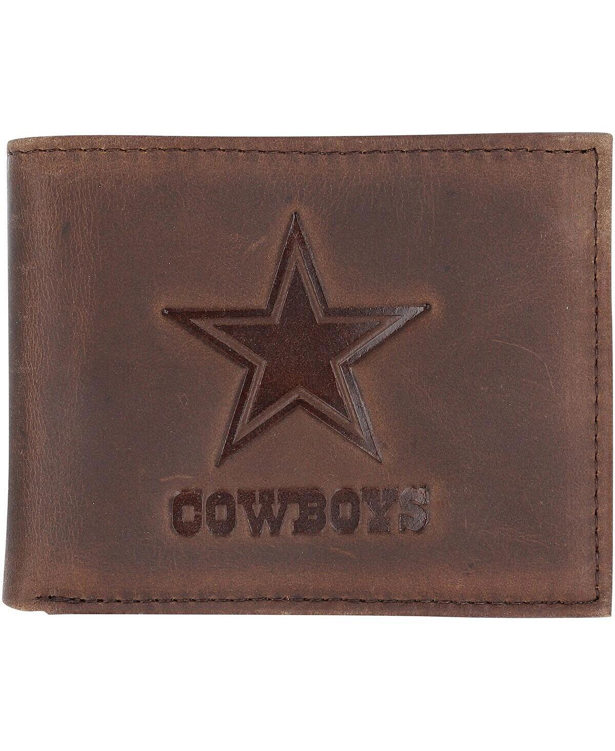 

Мужской коричневый кожаный кошелек двойного сложения Dallas Cowboys Evergreen Enterprises