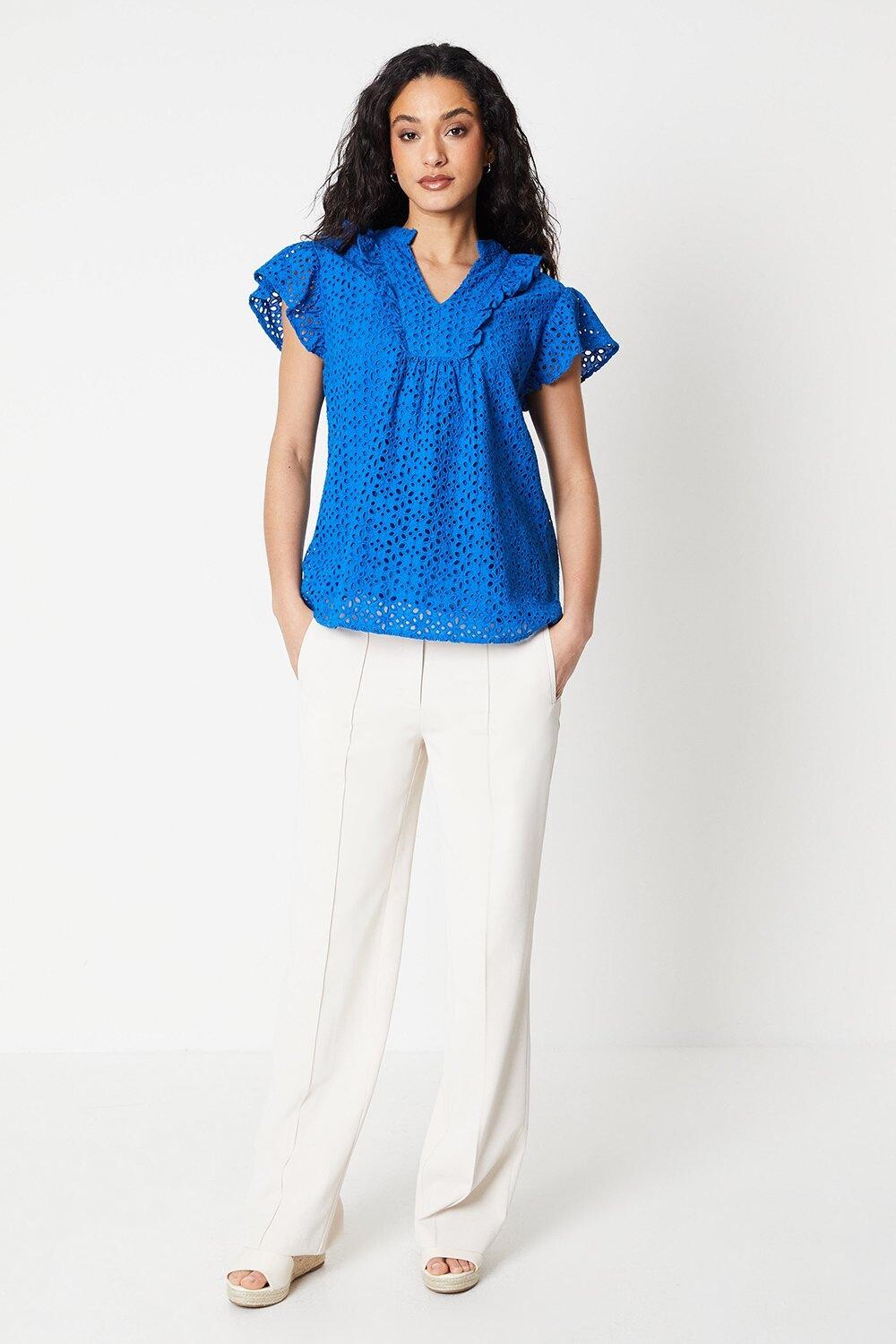 

Топ с рюшами Broderie Debenhams, синий