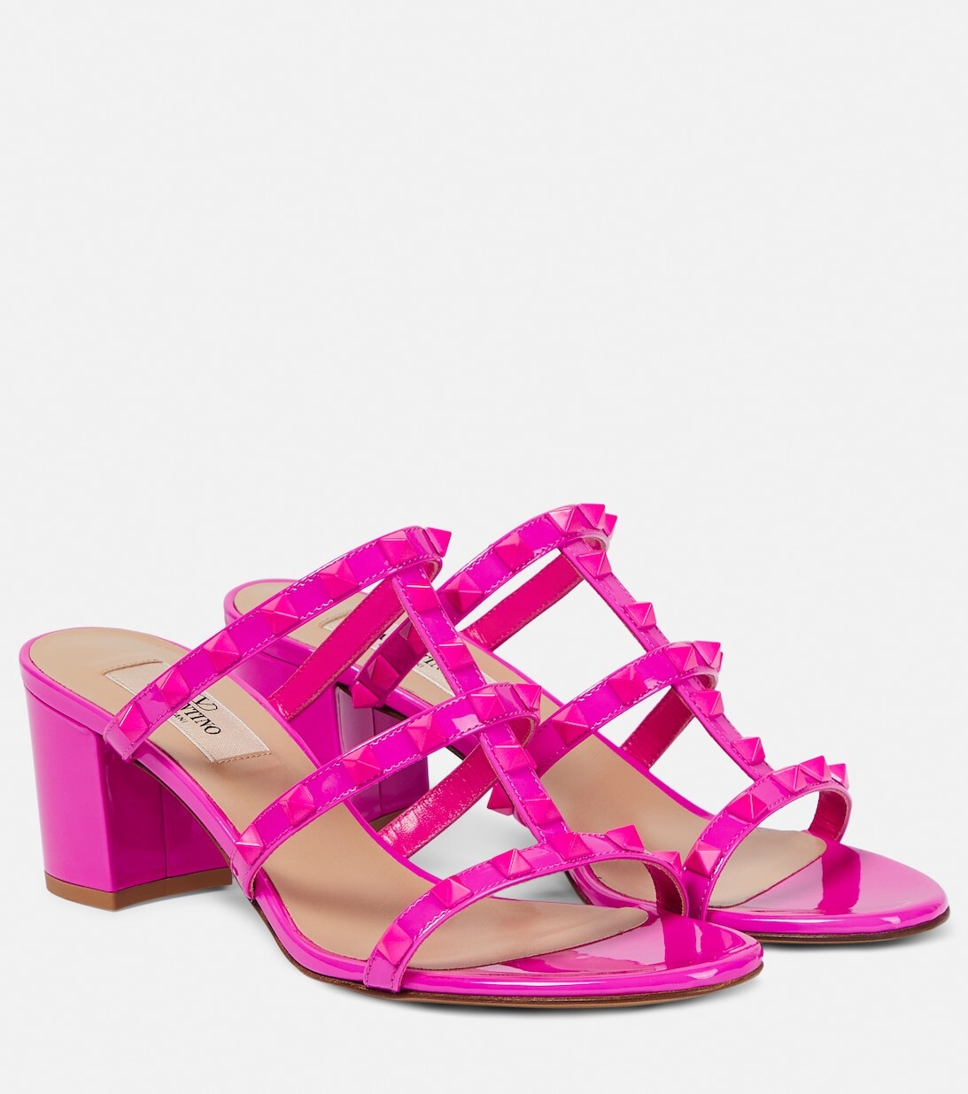 

Мюли Rockstud из лакированной кожи Valentino Garavani, розовый