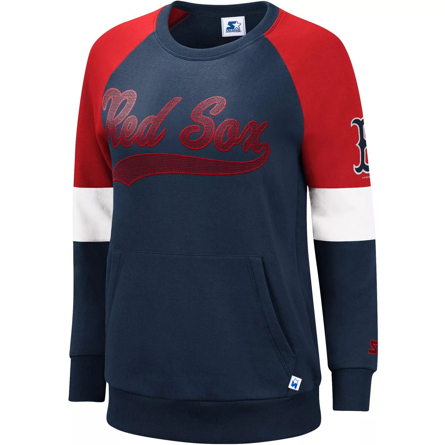 Женский стартовый свитер темно-синего/красного цвета Boston Red Sox Playmaker с пуловером реглан Starter