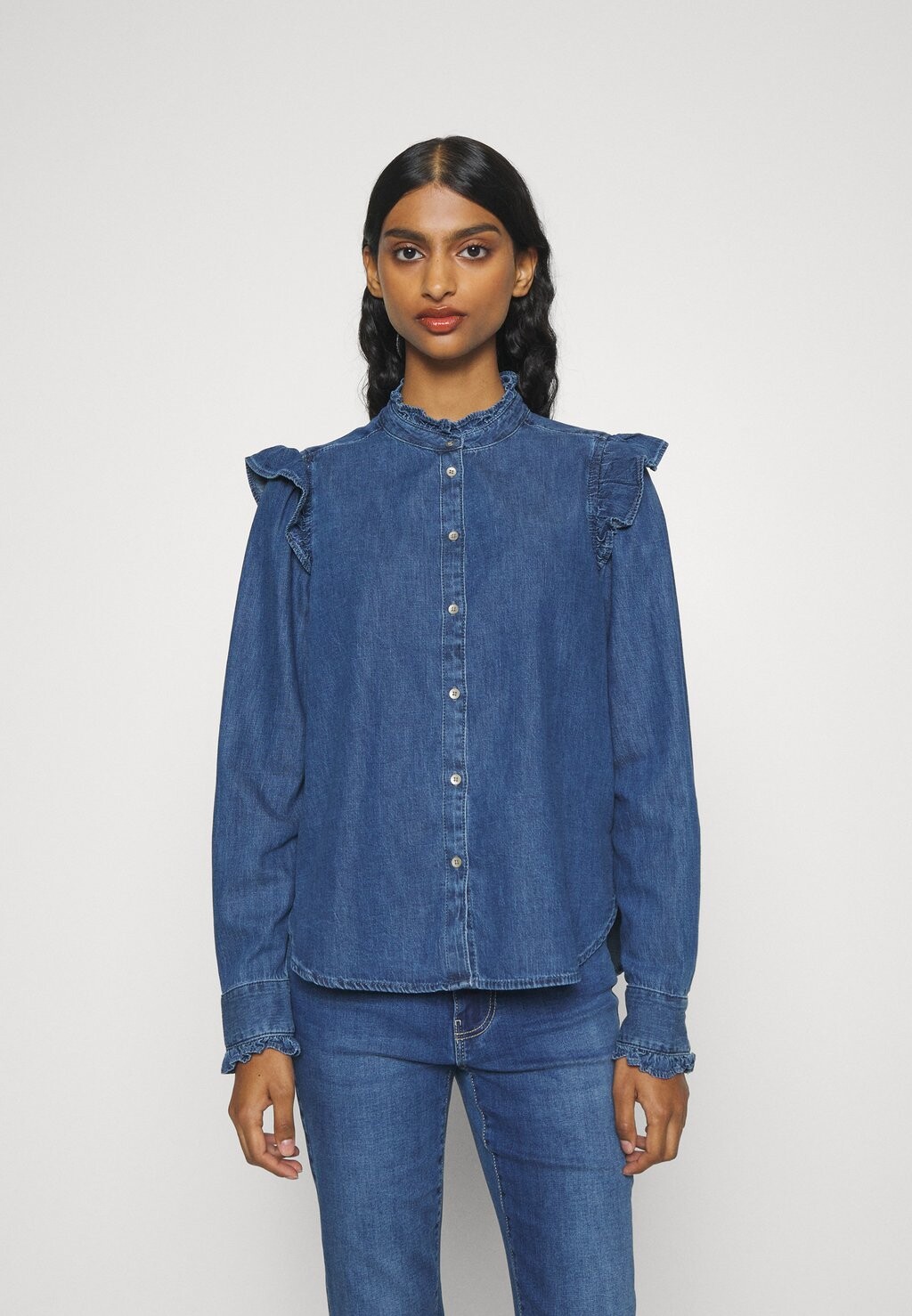 

Блузка FASHION SHIRT с RUFFLE FASHION SHIRT GAP, средний индиго