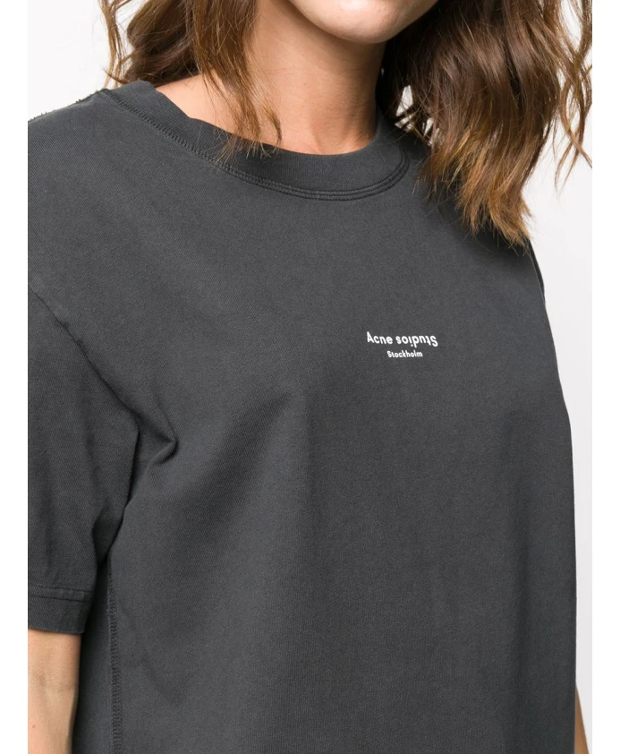 

Футболка с логотипом из хлопка Acne Studios, черный
