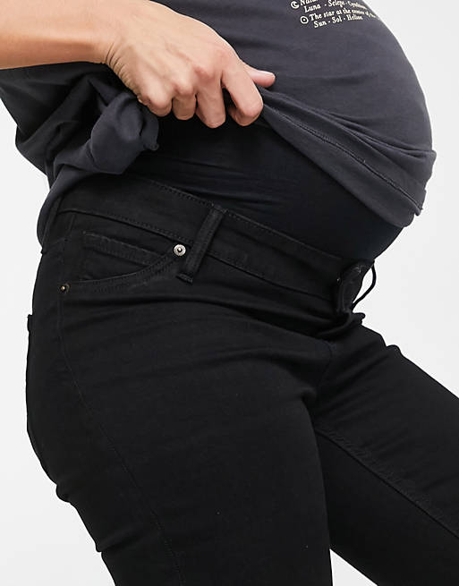 Черные джинсы скинни с выпуклым поясом ASOS DESIGN Maternity