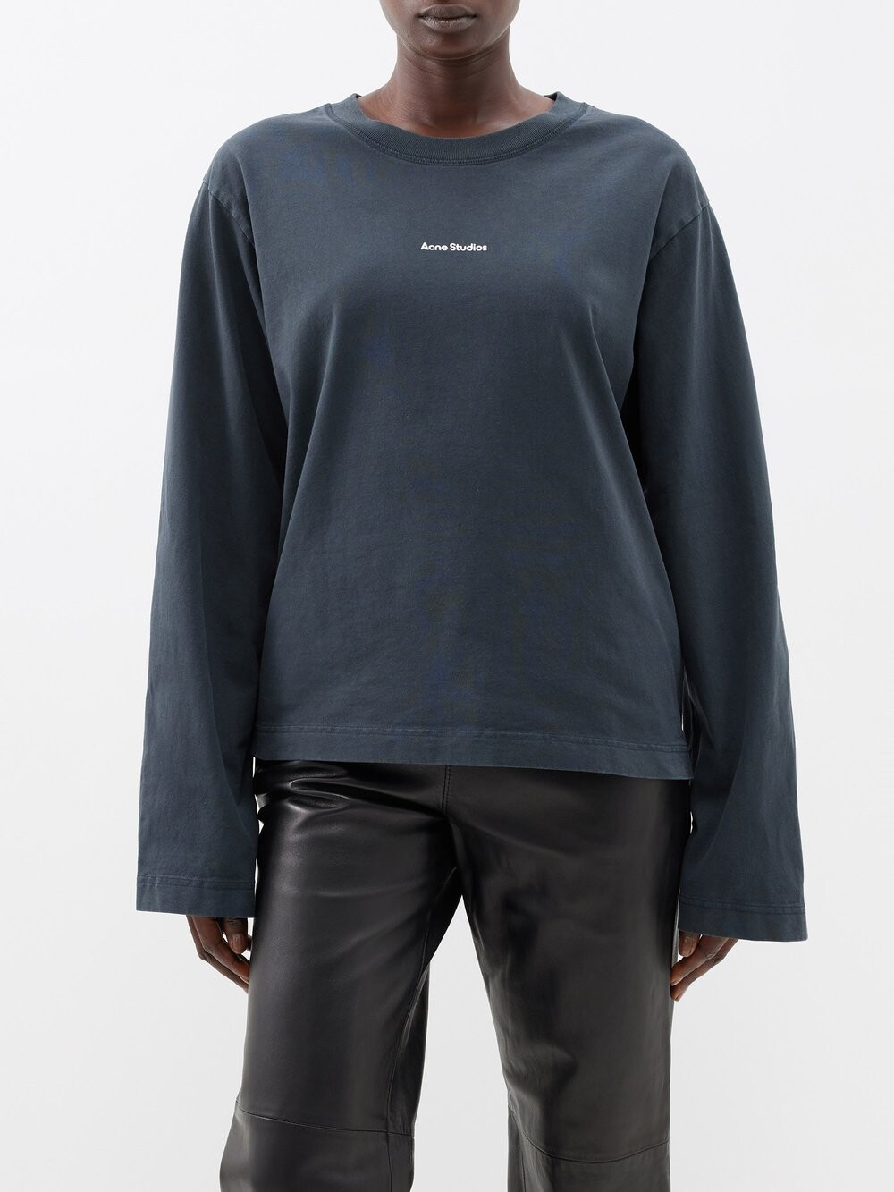 

Толстовка оверсайз из хлопкового джерси edie с логотипом Acne Studios, черный