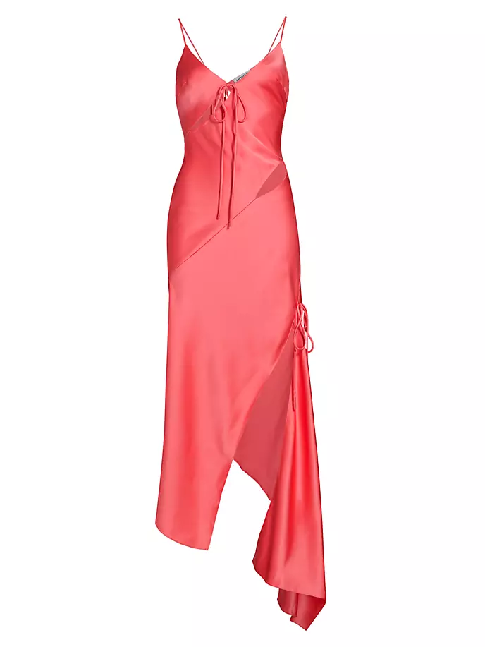 Атласное асимметричное платье-миди с разрезом и разрезом Monse, цвет watermelon