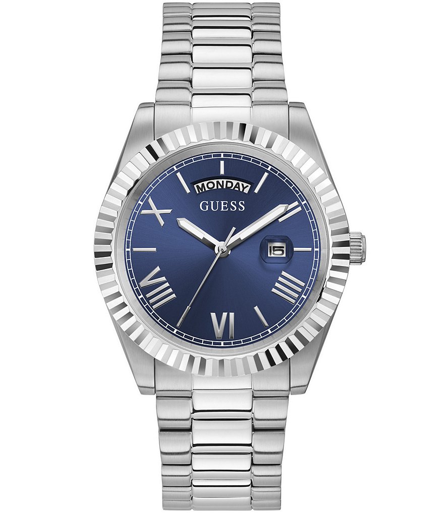 цена Guess Мужские аналоговые серебристые часы-браслет Continental, серебро
