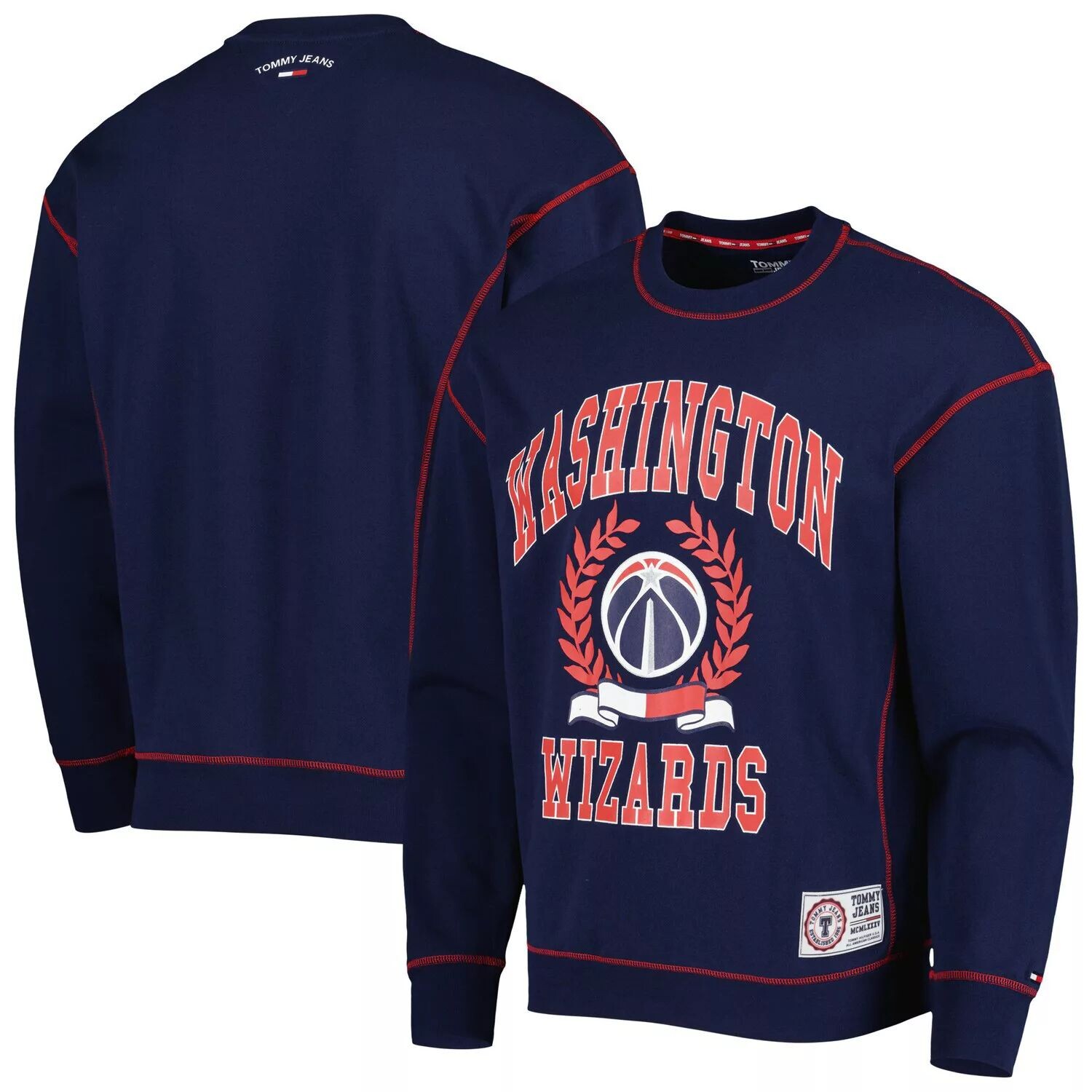 

Мужские темно-синие джинсы Tommy Jeans Washington Wizards Peter French Terry, пуловер, свитшот, Синий