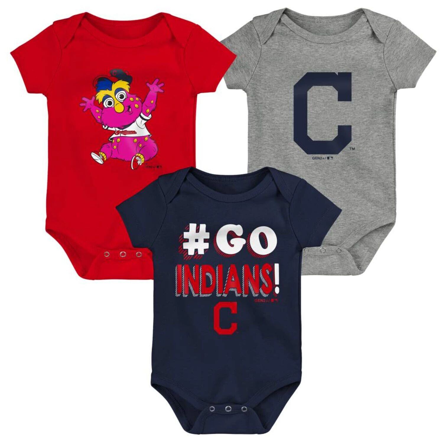 

Набор боди из 3 шт. для младенцев темно-синий/красный/серый Cleveland Indians Born To Win Outerstuff