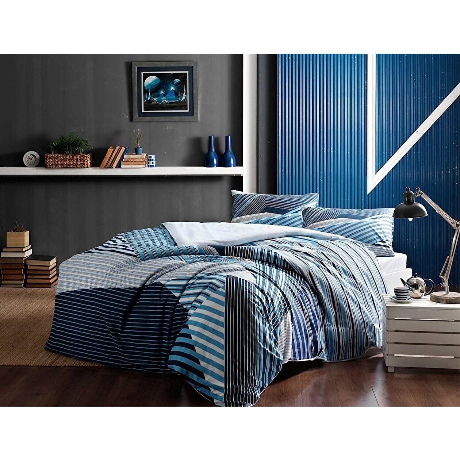 

Комплект постельного белья Tac Double Ranforce Atlantis Blue