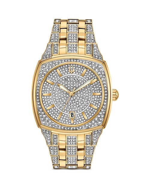 

Хрустальные часы, 40 мм Bulova, цвет Gold