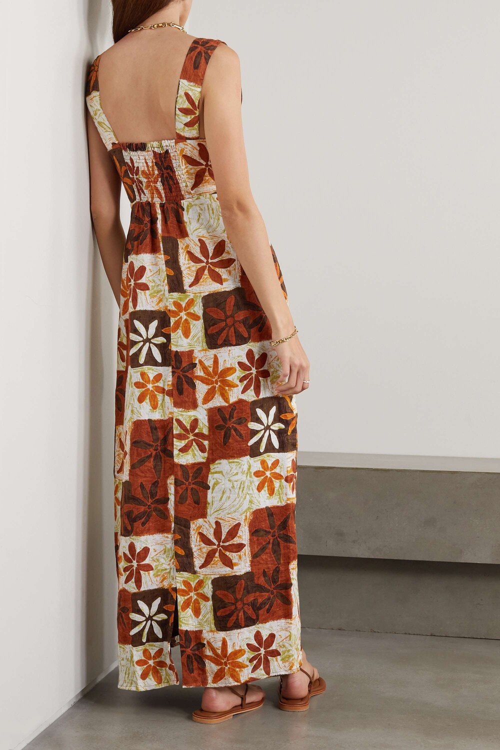 

FAITHFULL THE BRAND + NET SUSTAIN + Платье макси из льна с принтом Monikh Azalea, коричневый