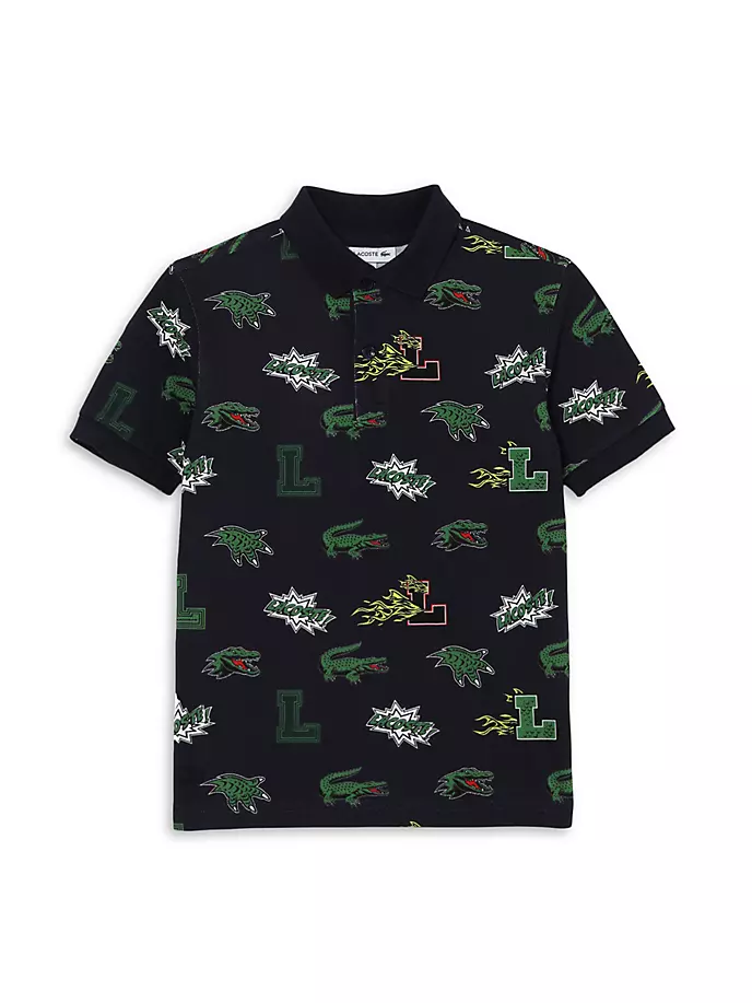 

Рубашка-поло с логотипом Little Kid's & Kid's Lacoste, черный