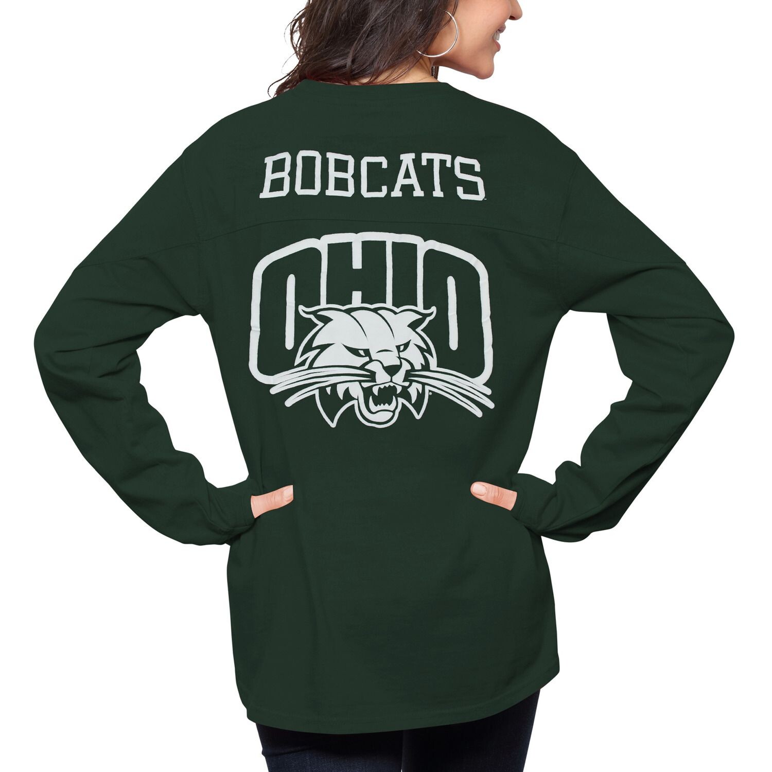 

Женская футболка Pressbox Green Ohio Bobcats The Big Shirt оверсайз с длинным рукавом