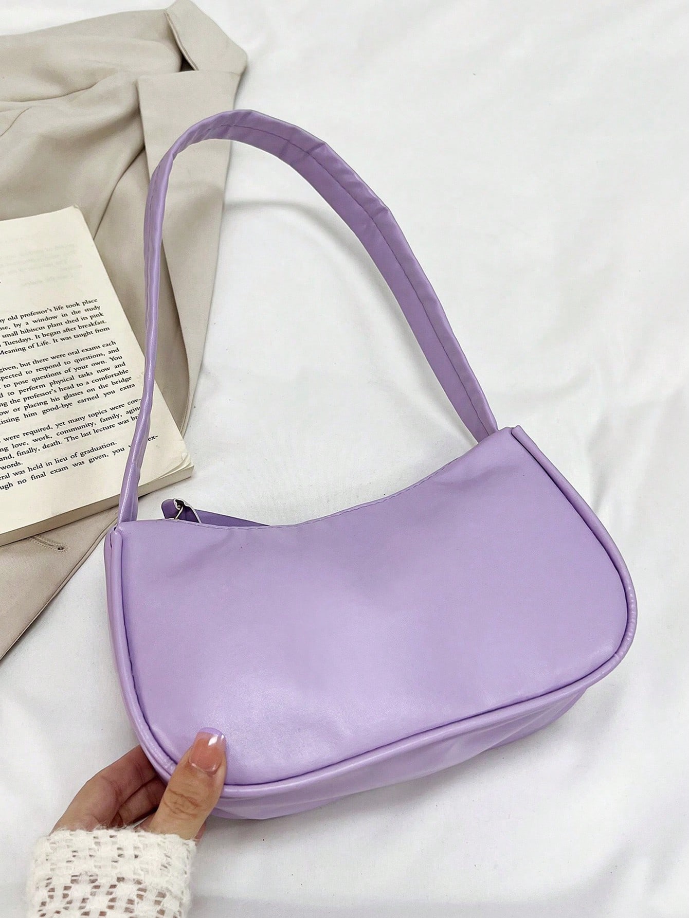 Однотонная сумка через плечо, фиолетовый