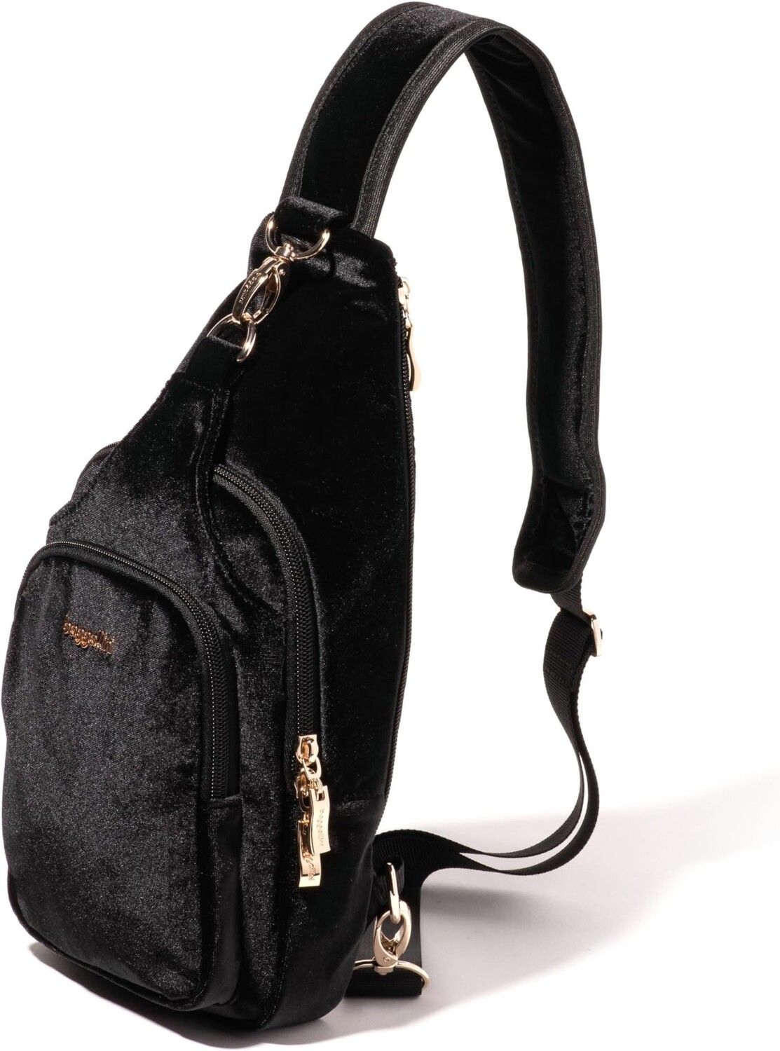 

Рюкзак Baggallini Central Park Sling, цвет Black Velvet With Gold Hardware