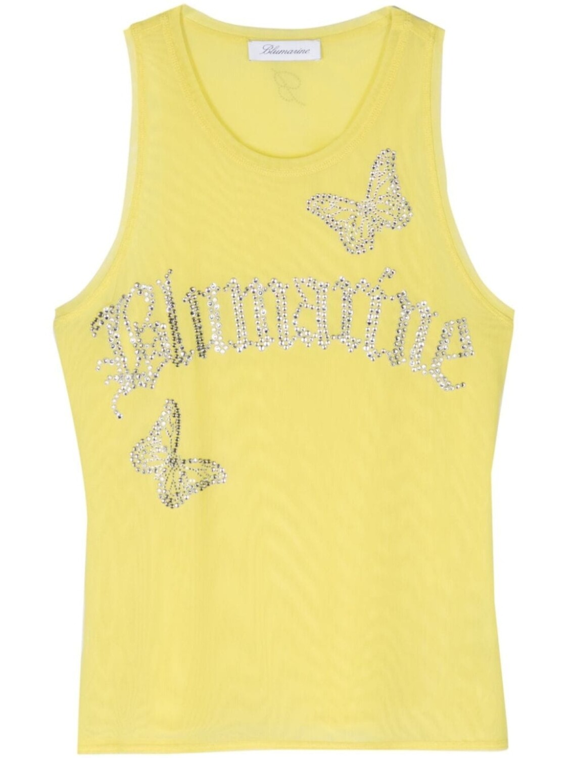 

Сетчатый топ со стразами и логотипом Blumarine, желтый