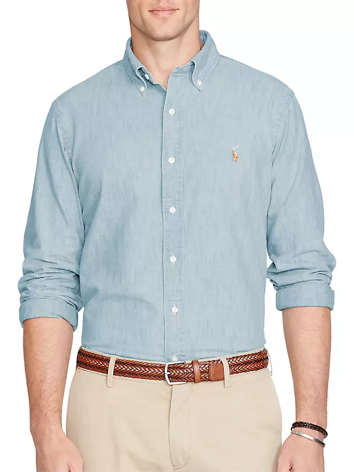Рубашка классического кроя из шамбре Polo Ralph Lauren, цвет chambray
