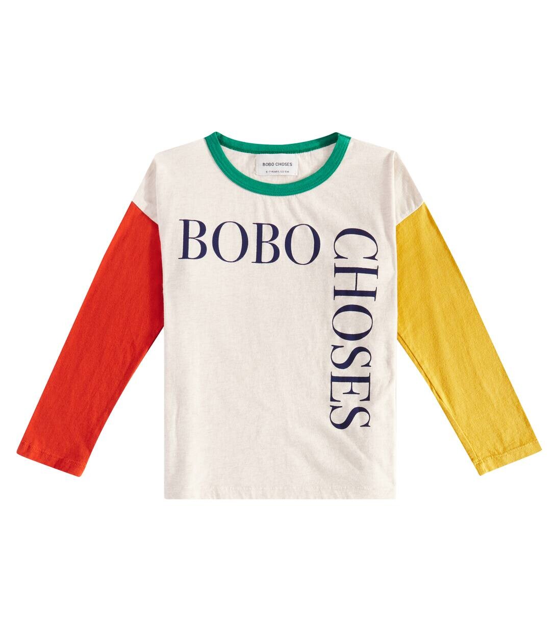 

Хлопковый топ с цветными блоками и логотипом Bobo Choses, разноцветный