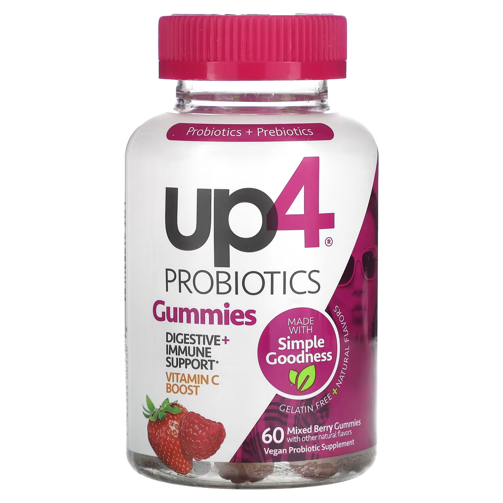 Пищевая добавка up4 с пробиотиками смесь ягод, 60 жевательных конфет пробиотики up4 berry delicious для детей 30 жевательных конфет