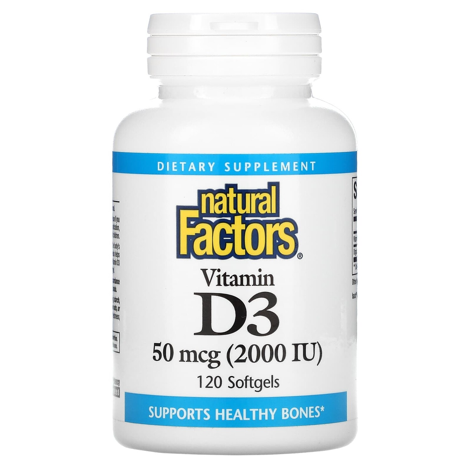 

Витамин D3, 50 мкг (2000 МЕ), 120 капсул, Natural Factors