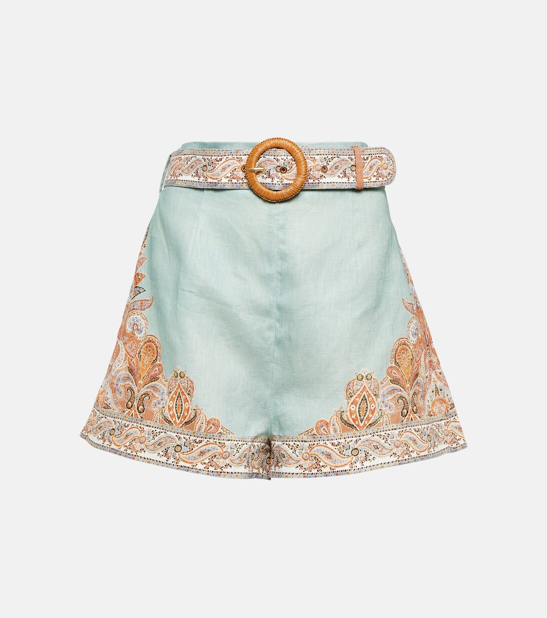 

Льняные шорты Devi с узором пейсли ZIMMERMANN, зеленый