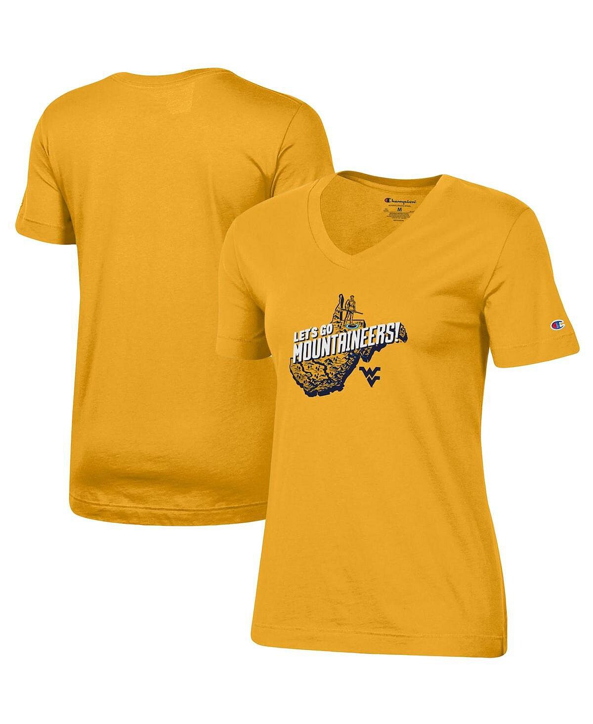 

Женская золотая футболка West Virginia Mountaineers 2021, официальная фан-футболка Champion, золотой