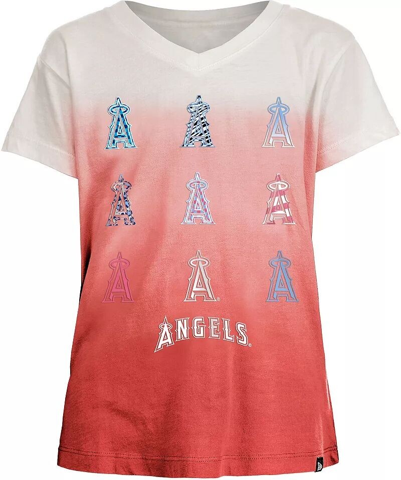

Красная футболка New Era Girl's Los Angeles Angels с v-образным вырезом