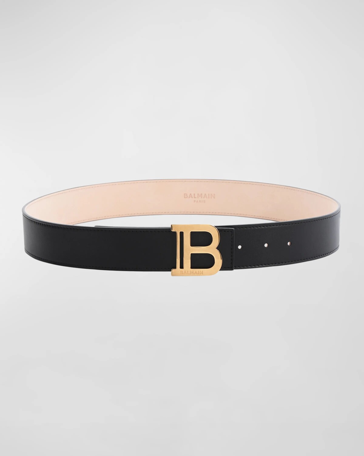 

Ремень с пряжкой из телячьей кожи и логотипом B Balmain, цвет Noir