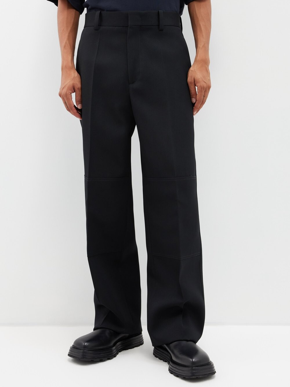 

Брюки из прессованного шерсти-габардина Jil Sander, черный