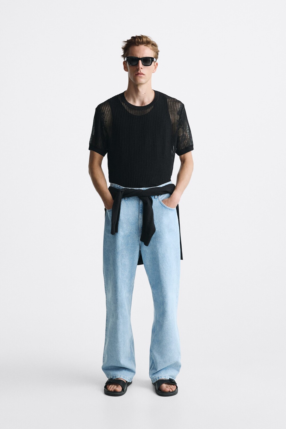 

Трикотажная футболка крючком Zara, черный