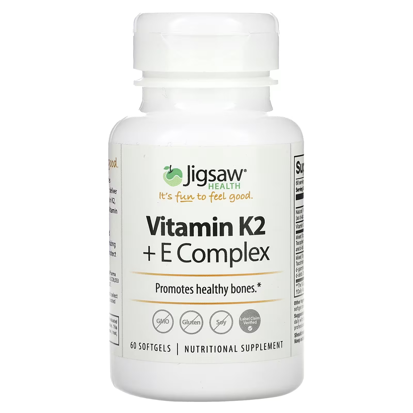 Комплекс Jigsaw Health с витаминами K2 и E, 60 мягких таблеток