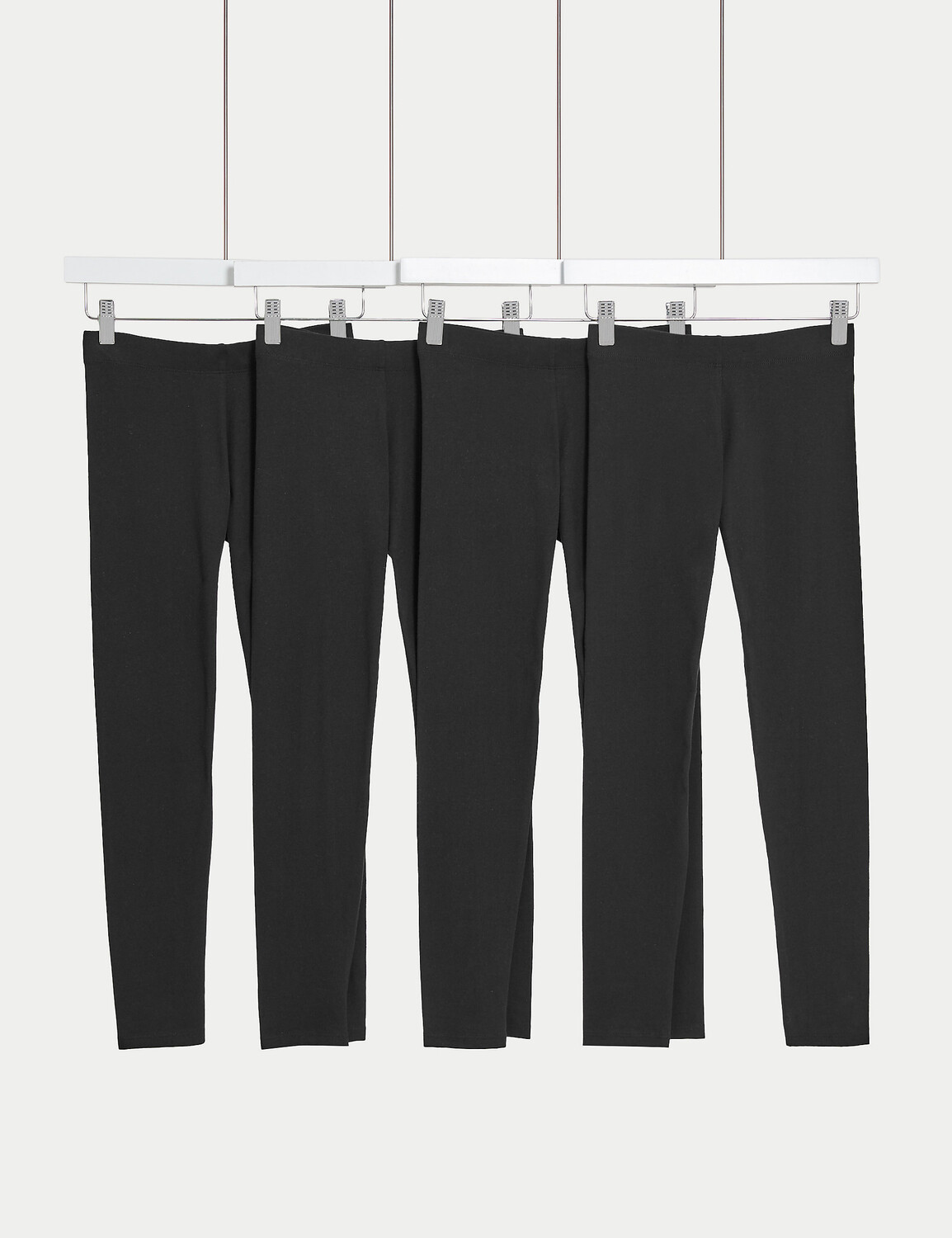 

5 пар эластичных хлопковых леггинсов (6–16 лет) Marks & Spencer, черный