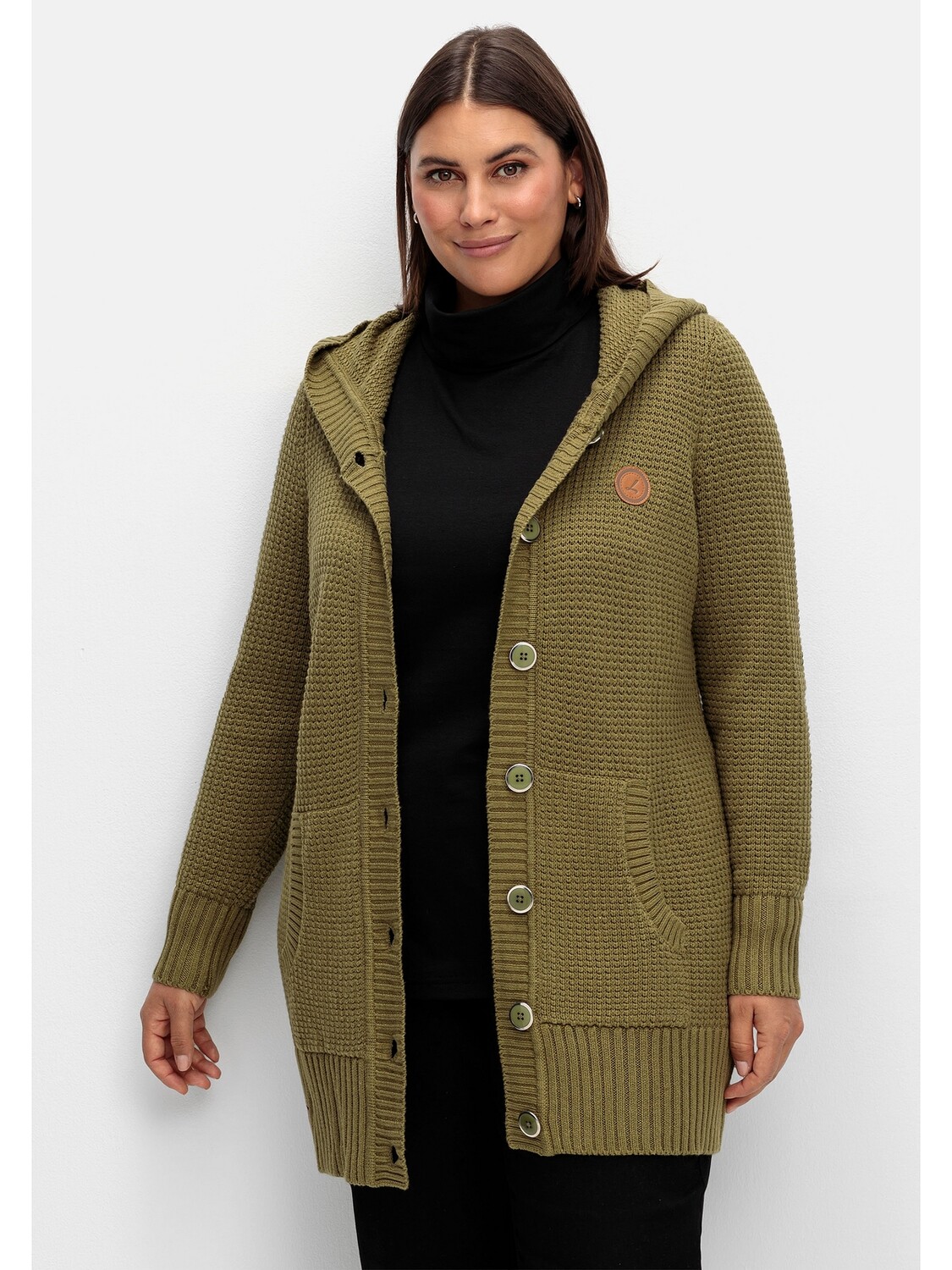 Кардиган sheego Strickjacke, оливковый