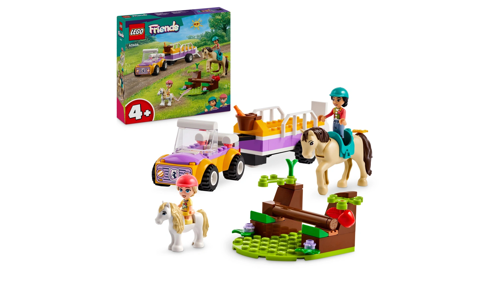 Lego Friends Прицеп Лошадь и пони, игрушка-лошадь с фигурками лошадь с ручкой и аксессуарами hipo
