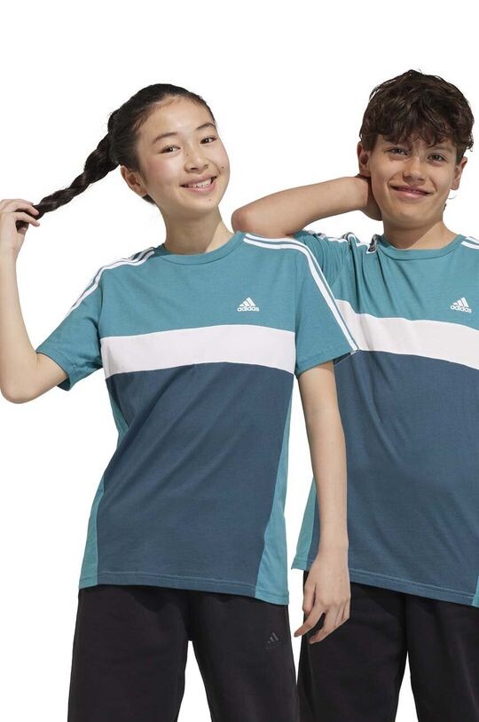 

Хлопковая футболка для детей adidas, бирюзовый