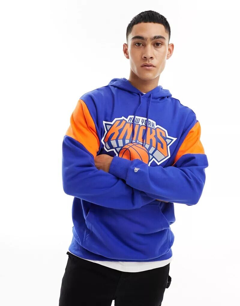 

Синяя толстовка с ретро-панелями New Era New York Knicks
