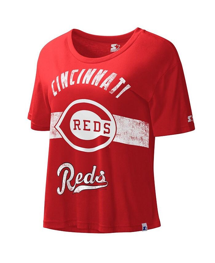 

Женский красный укороченный топ с эффектом потертости Cincinnati Reds Cooperstown Collection Record Setter Starter, красный