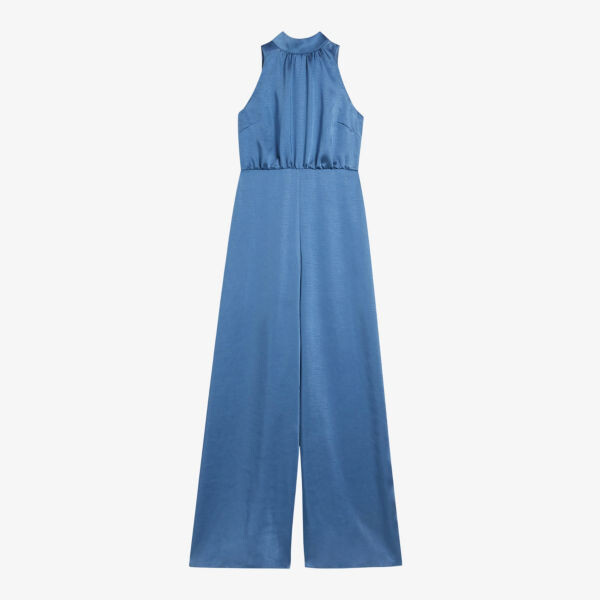 

Атласный комбинезон широкого кроя с галстуком-бабочкой Ambriaa Ted Baker, синий