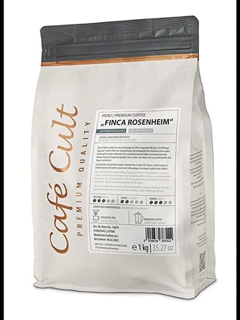 

teemando Peru Finca Rosenheim Decaf в пакете 1 кг, цельные зерна без кофеина Dethlefsen & Balk